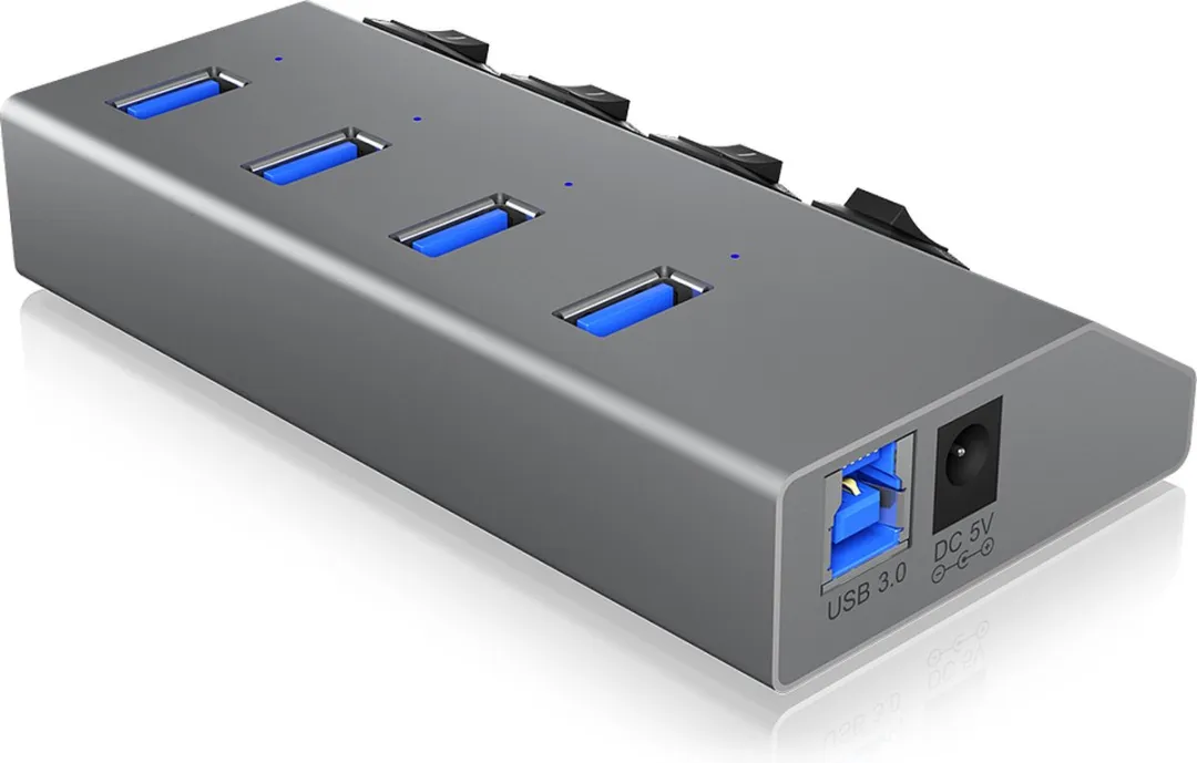 Icy Box IB-HUB1405 USB 3.0 Hub - 4 Poorten Antraciet