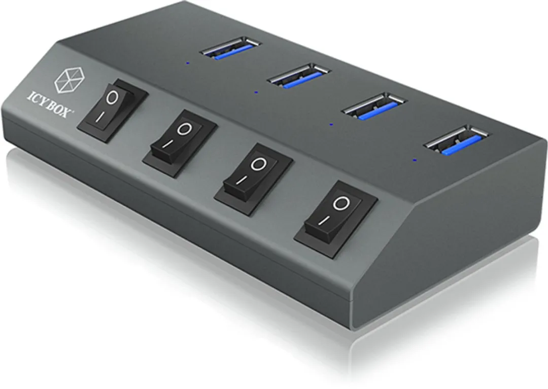Icy Box IB-HUB1405 USB 3.0 Hub - 4 Poorten Antraciet