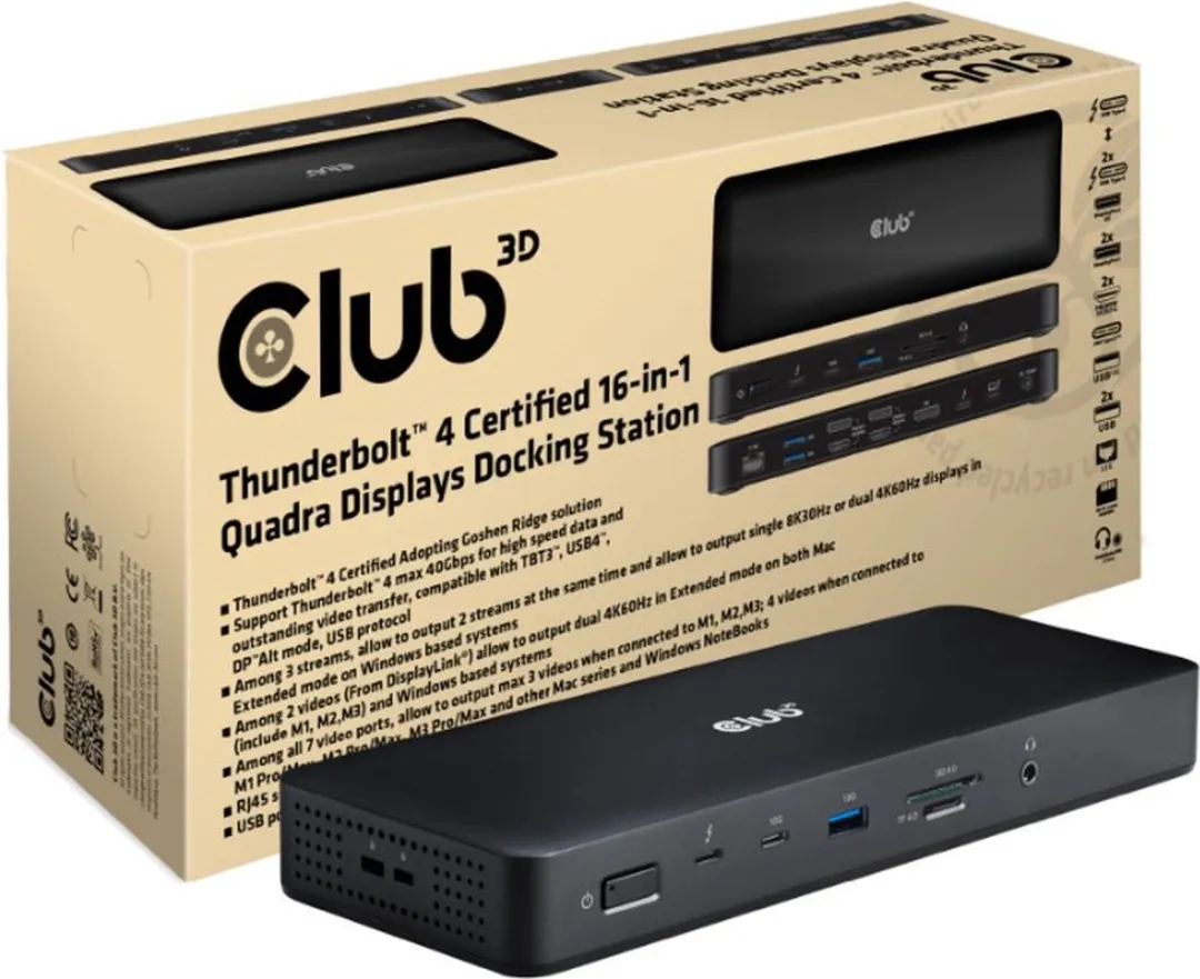 Club3D CSV-1583 Thunderbolt 4 Docking Station - 16-in-1 - Zwart
