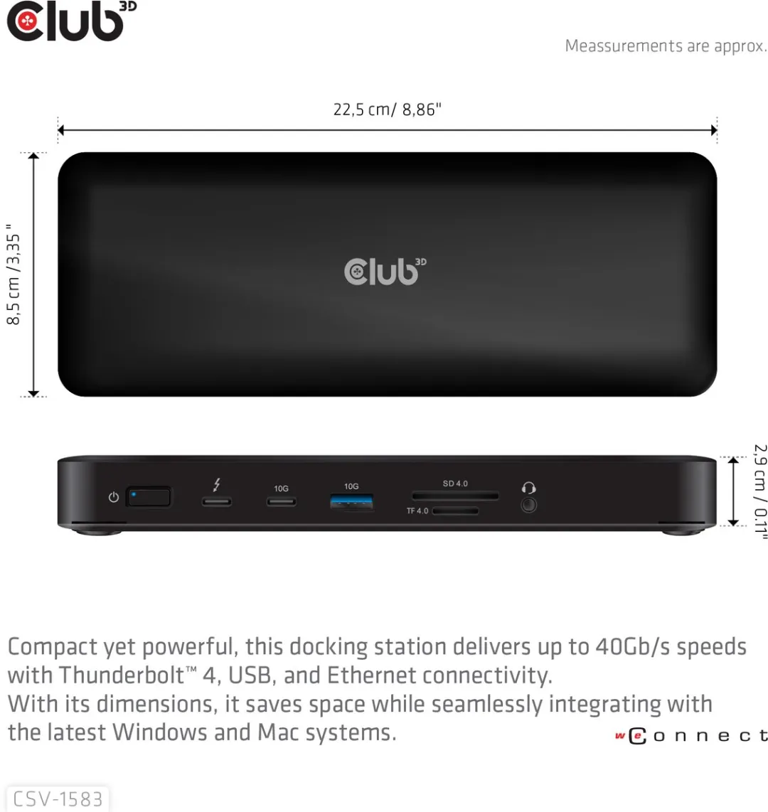 Club3D CSV-1583 Thunderbolt 4 Docking Station - 16-in-1 - Zwart