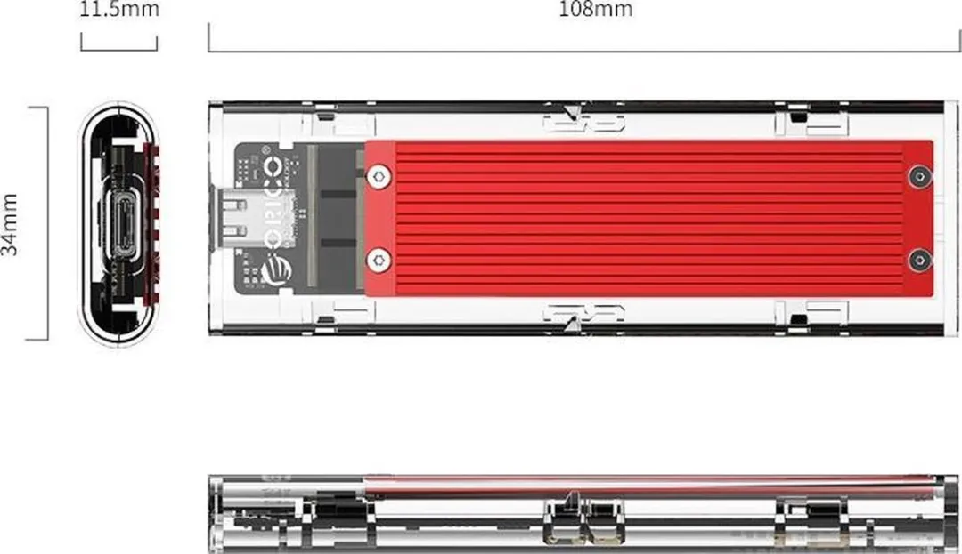 ORICO ORI-TCM2-C3-RD NVMe M.2 SSD Behuizing 10Gbps - Rood