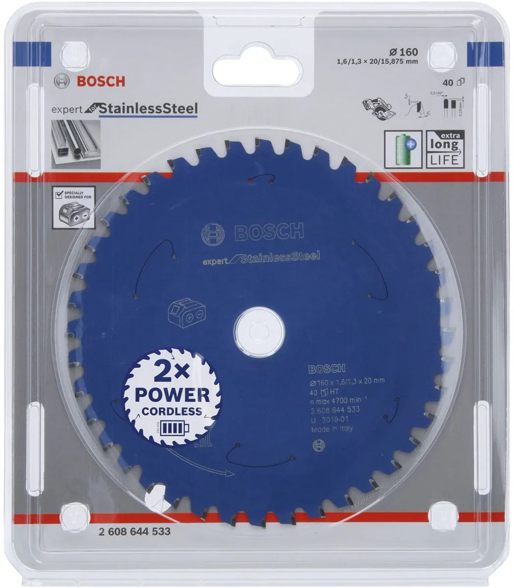 Bosch Expert Cirkelzaagblad 160x20x40T RVS Carbide