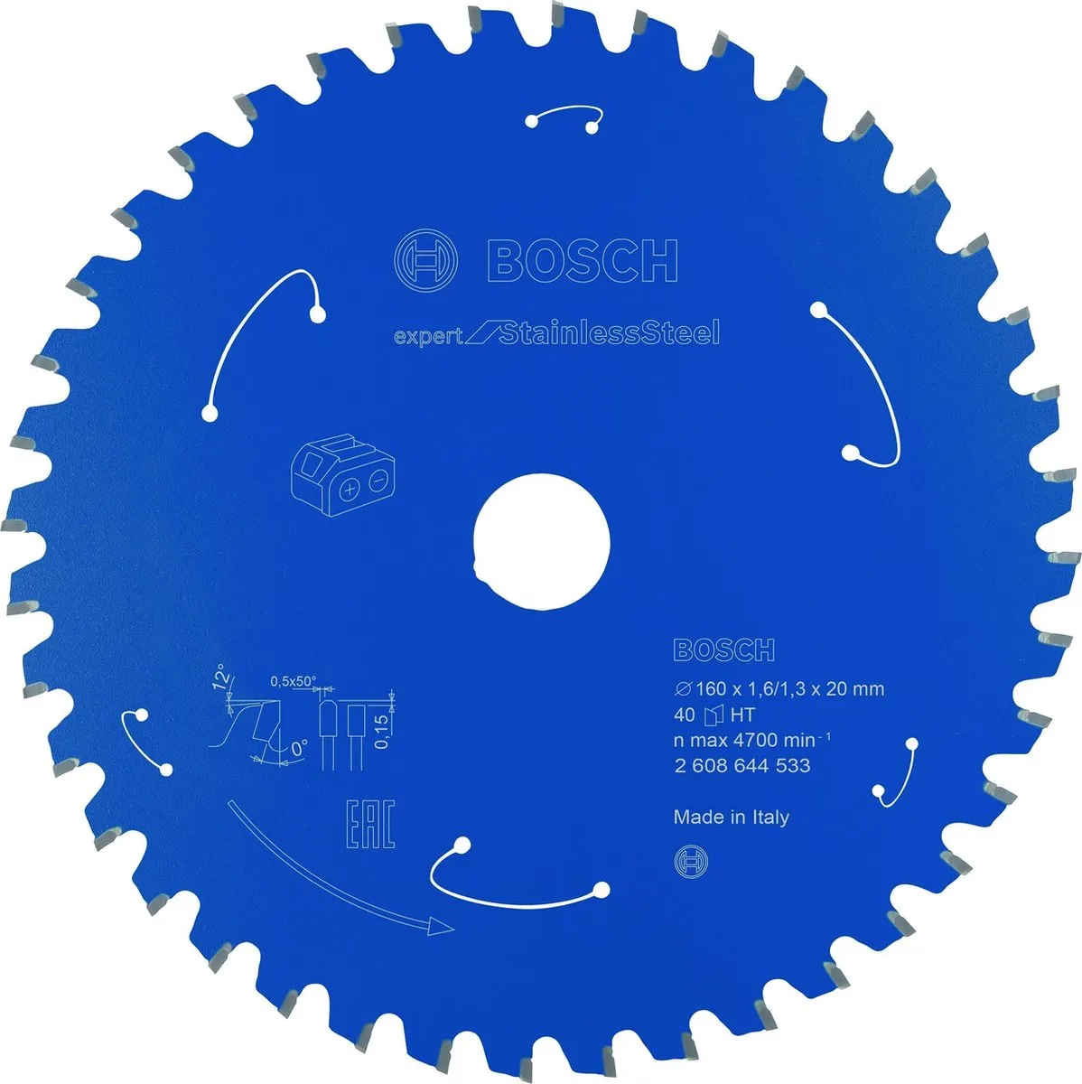 Bosch Expert Cirkelzaagblad 160x20x40T RVS Carbide