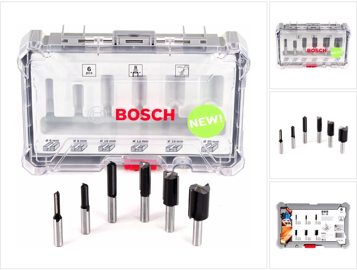 Bosch 8-delig Rechte Freesset 8mm - Hout/Hardhout/Composiet