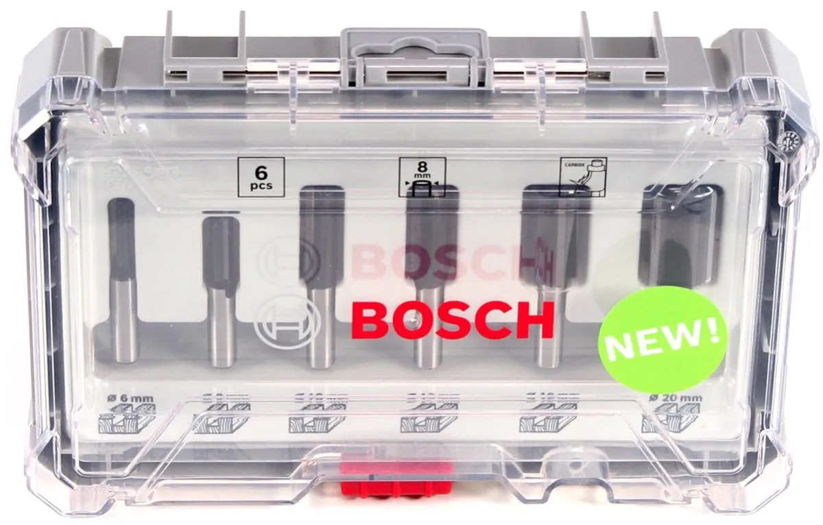 Bosch 8-delig Rechte Freesset 8mm - Hout/Hardhout/Composiet
