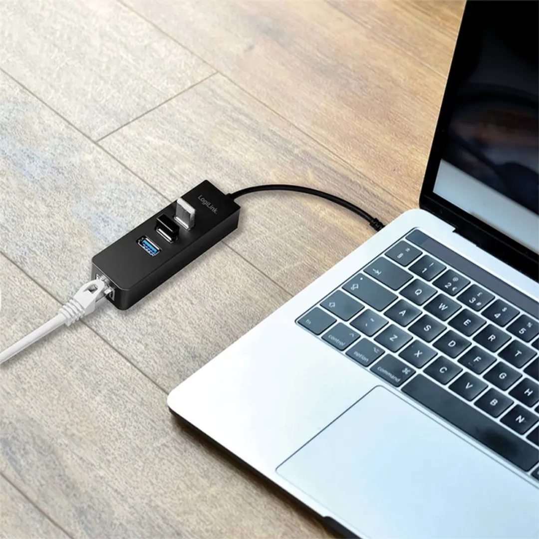 Logilink UA0283 USB 3.2 Gen 1 Adapter - USB-C naar RJ45 - Zwart