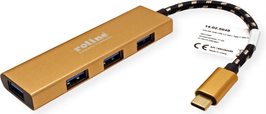 Roline Gold USB 3.2 Gen 1 Hub 4 Poorten - Type C - afbeelding 4 van 6