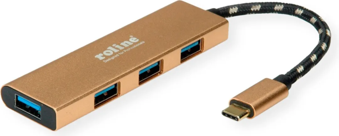 Roline Gold USB 3.2 Gen 1 Hub 4 Poorten - Type C - afbeelding 2 van 6