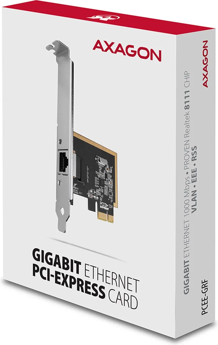 Axagon PCEE-GRF PCI-Express Gigabit Ethernet - Realtek RTL8111F - afbeelding 6 van 6