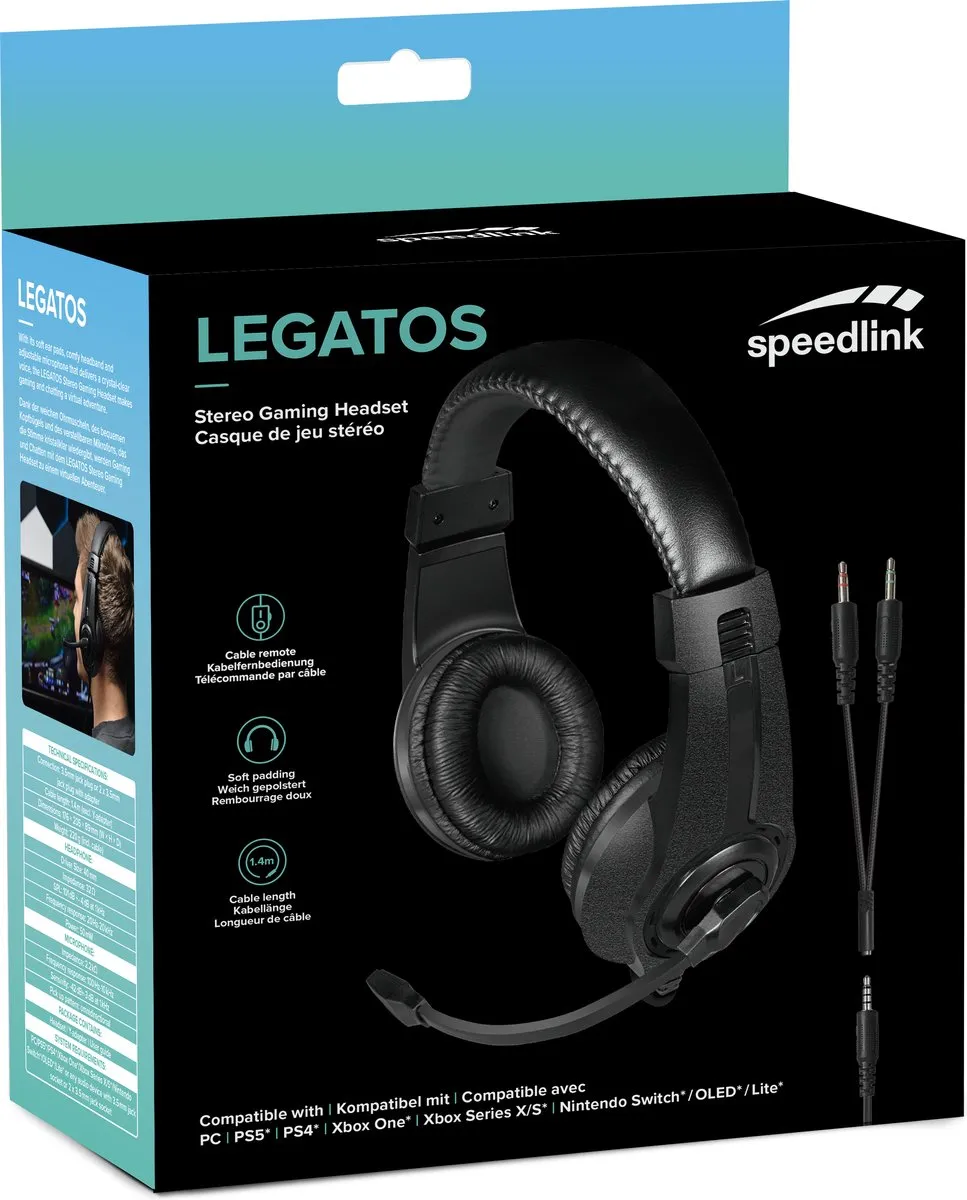 Speedlink Legatos Stereo Gaming Headset SL-860014-BK - Zwart