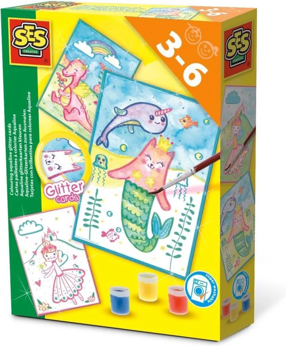 SES Creative Aqualine Glitterkaarten Set
