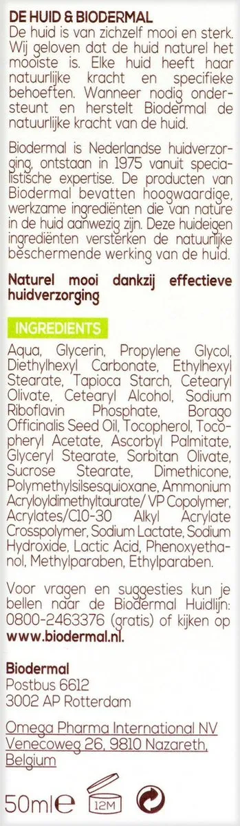 Biodermal Face Gel 50ml - Voor vette & gemengde huid