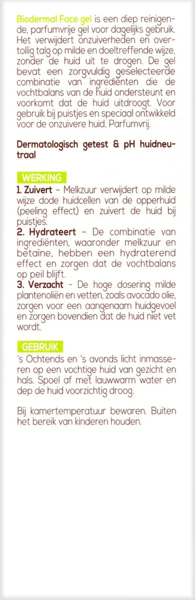 Biodermal Face Gel 50ml - Voor vette & gemengde huid
