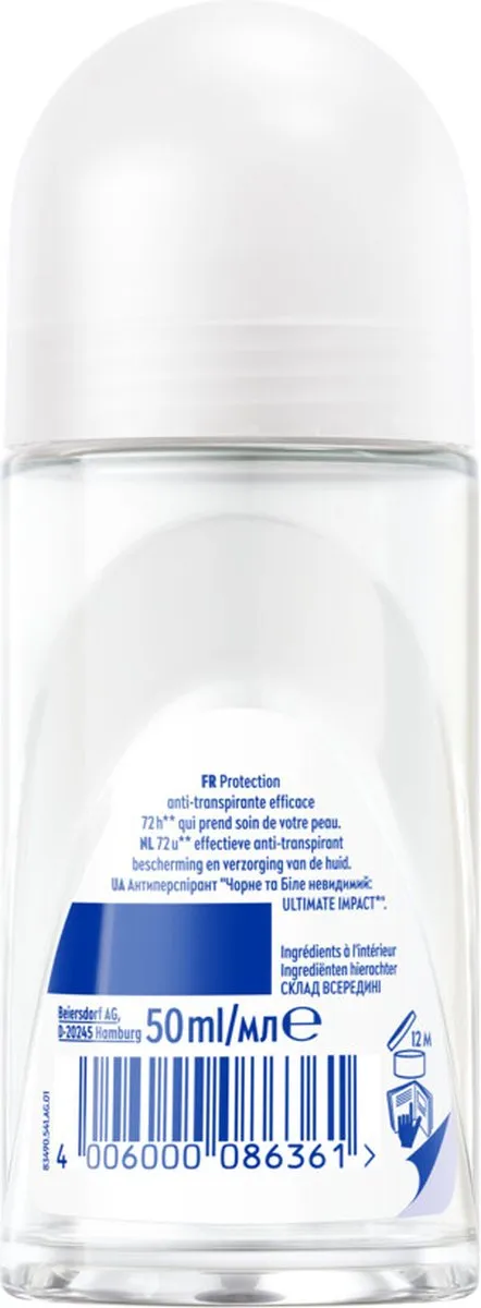 NIVEA Black & White Ultimate Impact Deo Roller 50ml