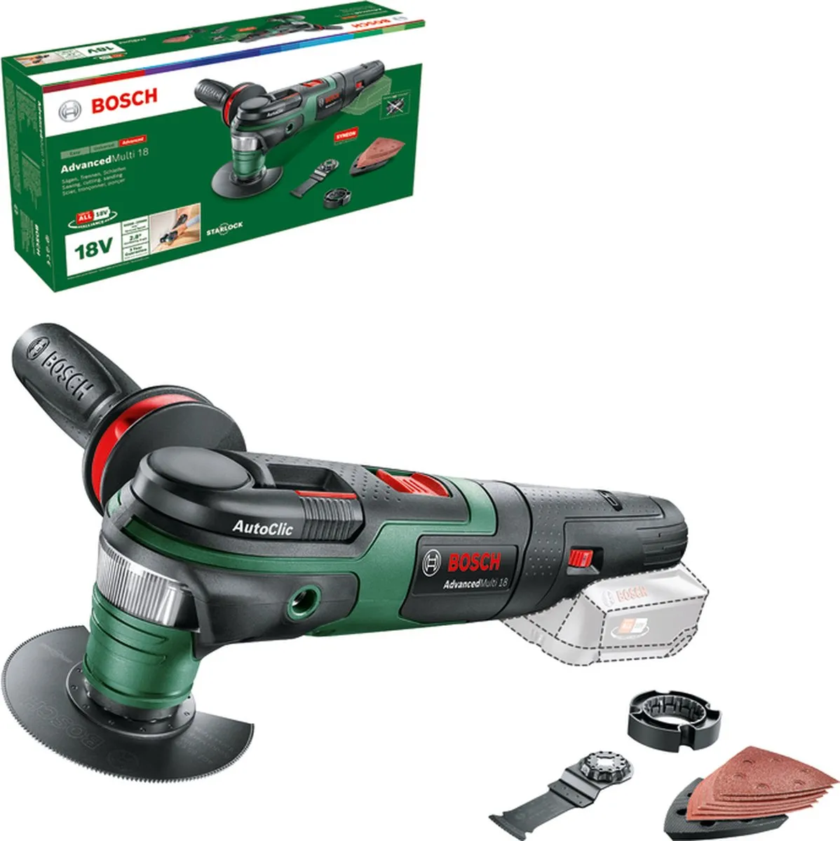 Bosch AdvancedMulti 18 Accu Multitool - 6 Accessoires