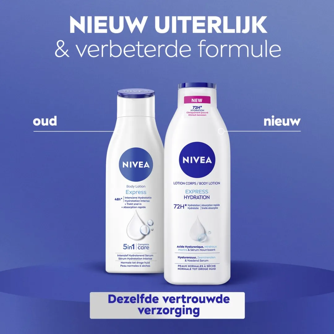 NIVEA Express Bodylotion 250ml - Hyaluronzuur & Voeden Serum