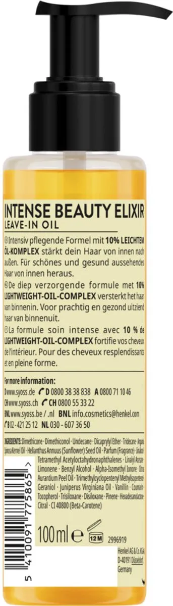 SYOSS Beauty Elixir Haarolie 100ml - 12 Stuks