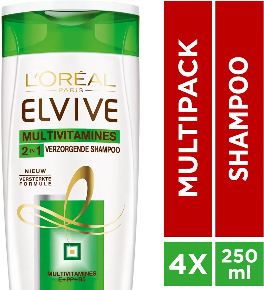 L'Oréal Paris Elvive Multivitamines Shampoo 4x250ml - afbeelding 6 van 6