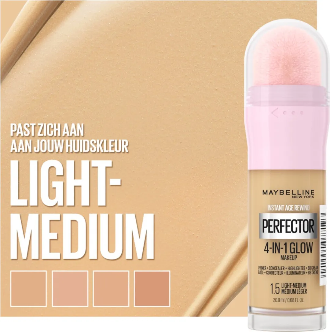 Maybelline Instant Age Rewind Perfector 4-in-1 Glow Concealer 1.5 Light Medium - 3x20ml