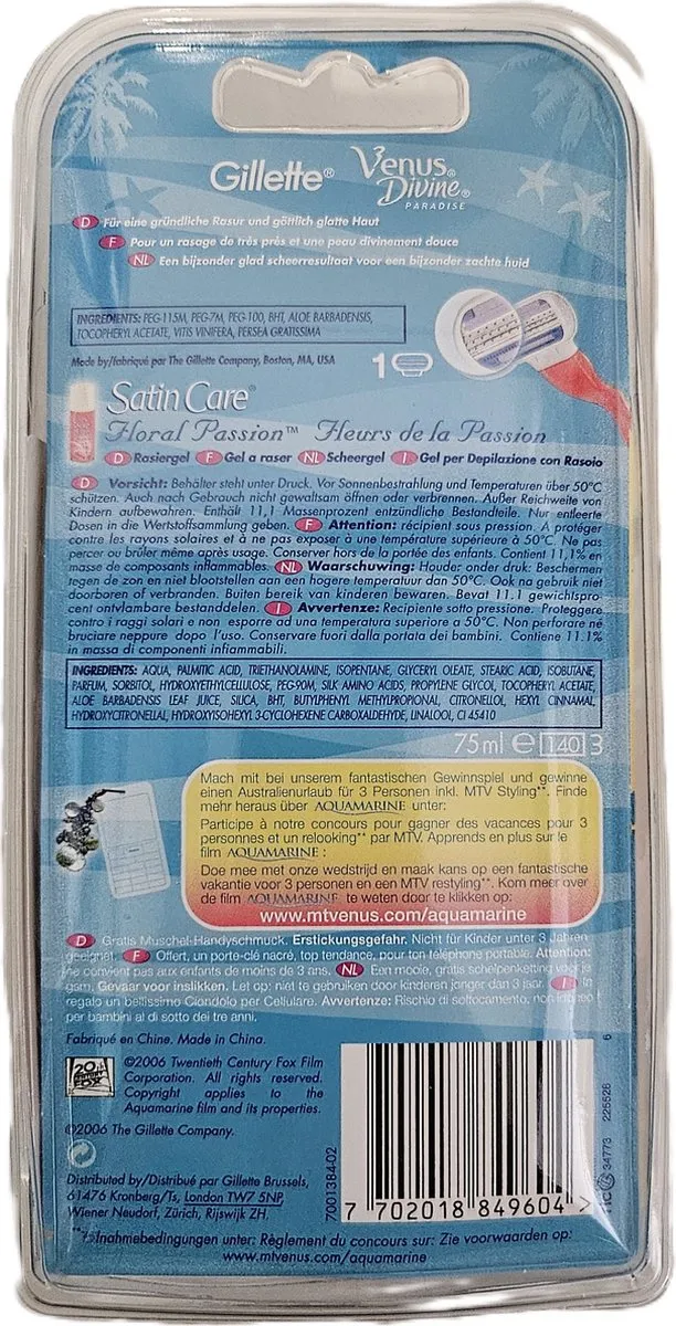 Gillette Venus Divine Paradise Scheersysteem - 3 Bladen - 75ml Floral Passion Gel