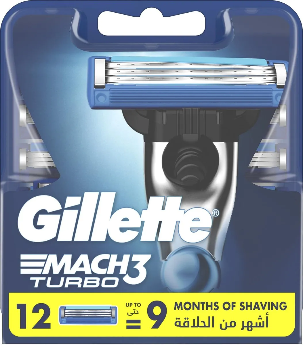 Gillette Mach3 Turbo Scheermesjes - 12 Stuks