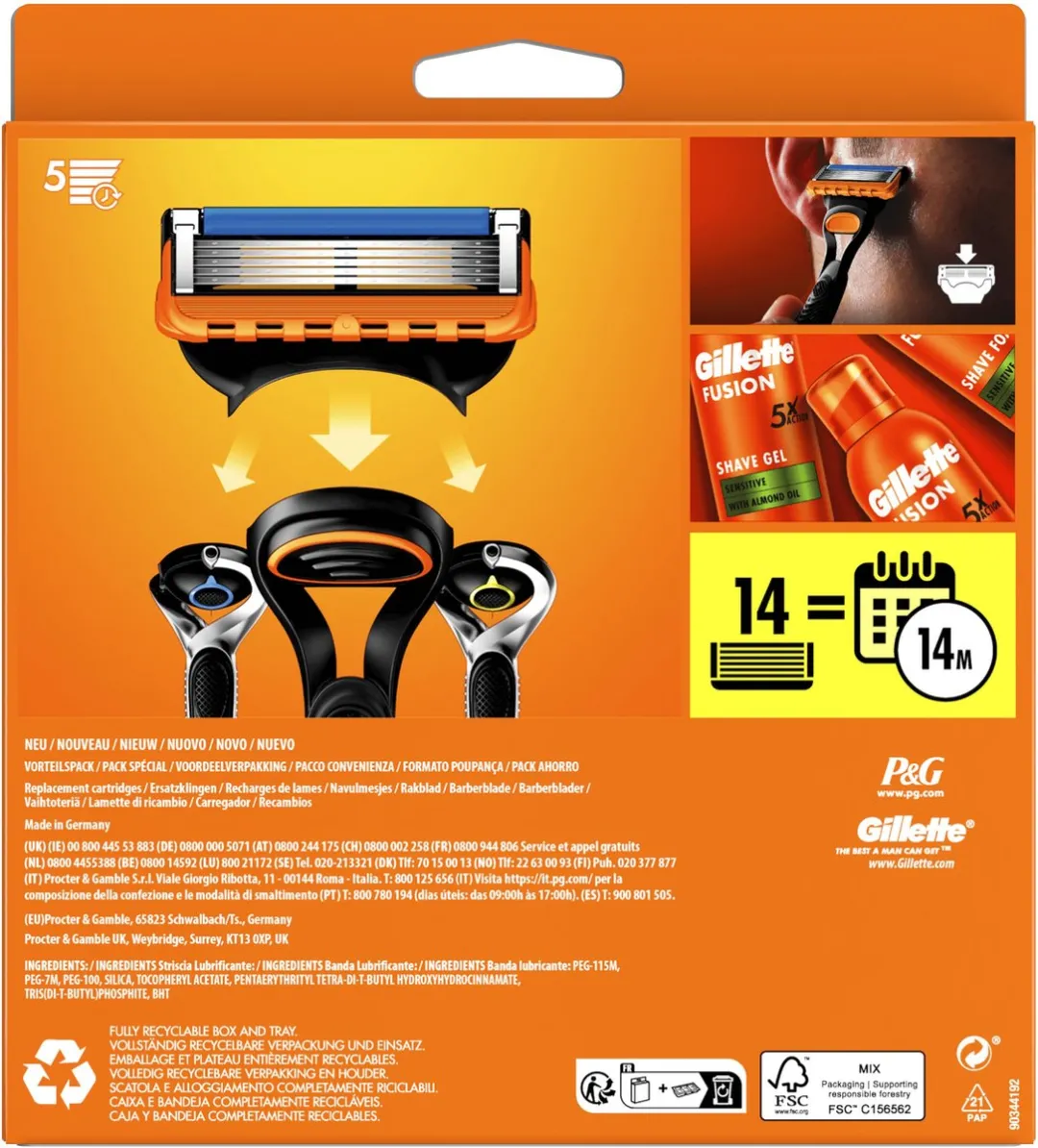 Gillette Fusion5 Navulmesjes - 14 Stuks - afbeelding 6 van 6