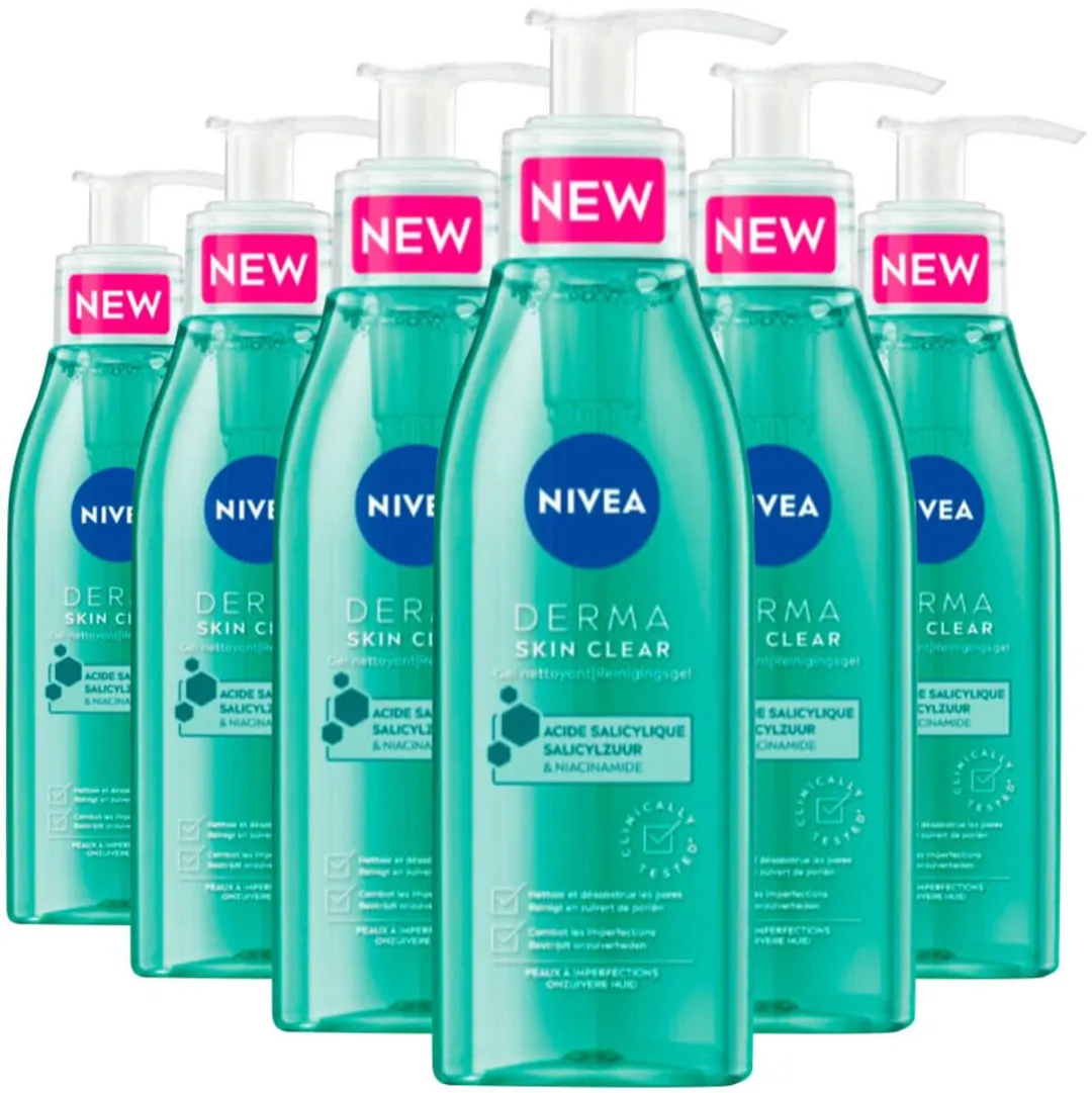 NIVEA Derma Skin Clear Reinigingsgel 6x150ml