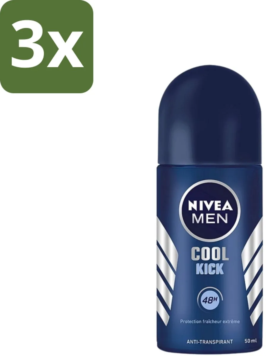 NIVEA Cool Kick Rollerdeodorant 50ml - 3 Stuks