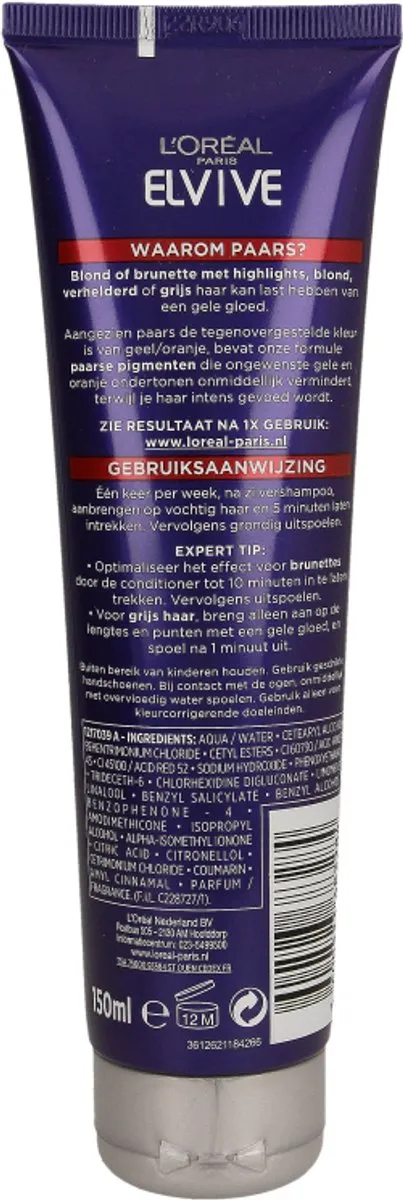 L'Oréal Paris Elvive Color Vive Purple Conditioner 150ml - afbeelding 6 van 6