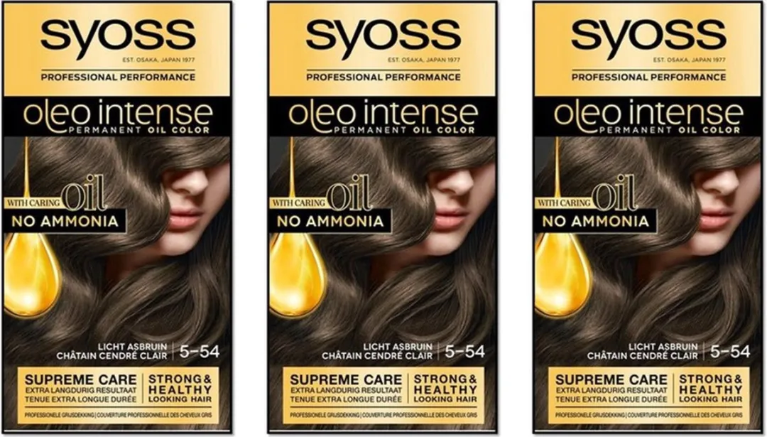 SYOSS Oleo Intense Haarverf 5-54 Licht Asbruin - 3x115ml