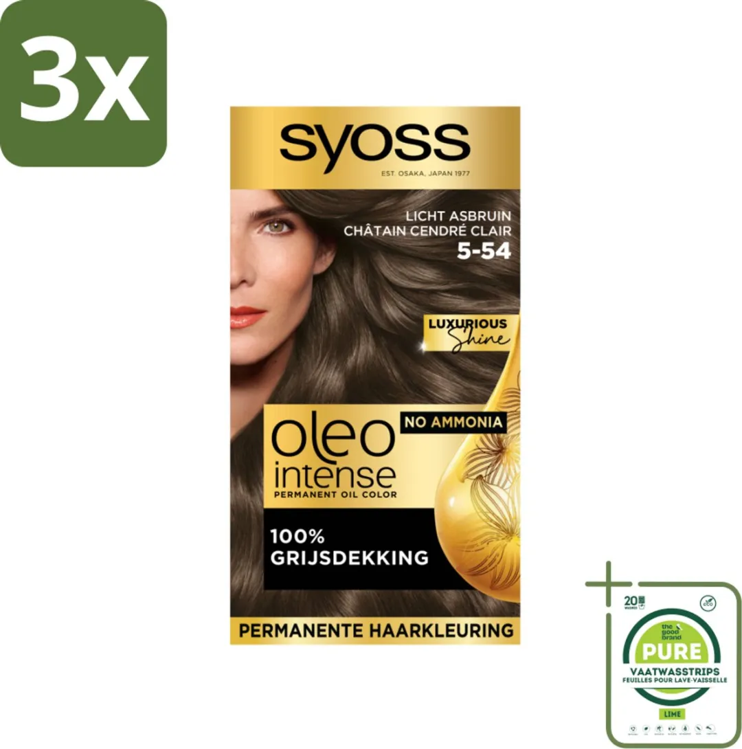 SYOSS Oleo Intense Haarverf 5-54 Licht Asbruin - 3x115ml