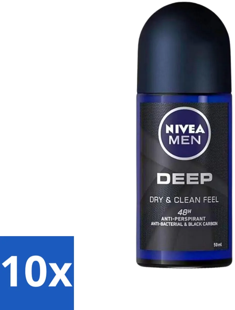 NIVEA MEN Deep Deo Roll-On 50ml - 10 Stuks