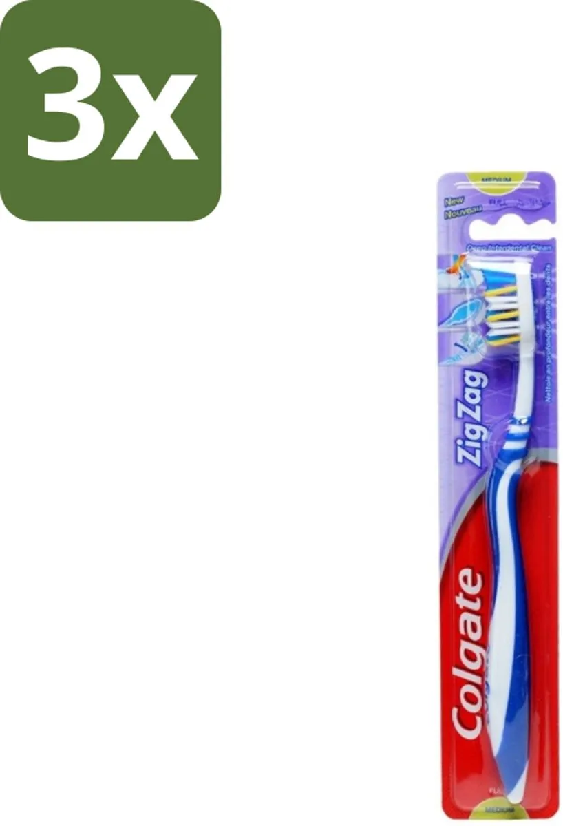 Colgate ZigZag Medium Tandenborstels - 3 Stuks - Meerkleurig