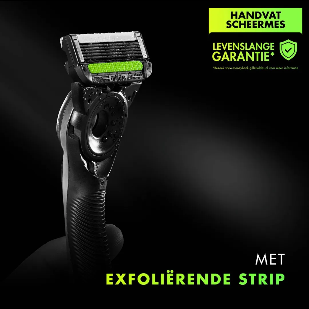 GilletteLabs With Exfoliating Bar Scheermes - 5 Stuks - Magnetische Houder - Zwart