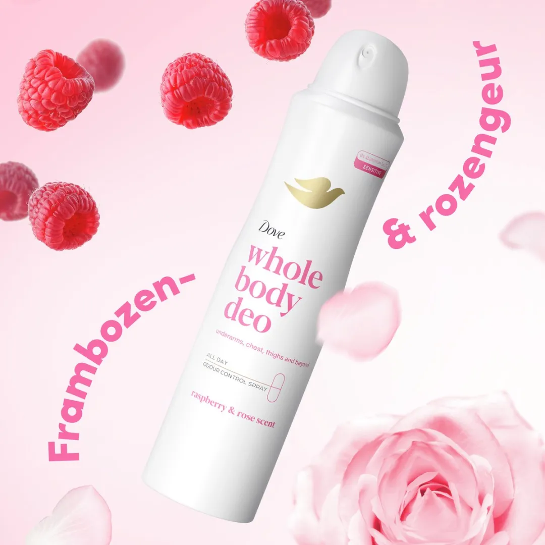 Dove Whole Body Deodorant Spray Raspberry & Rose - 6x150ml