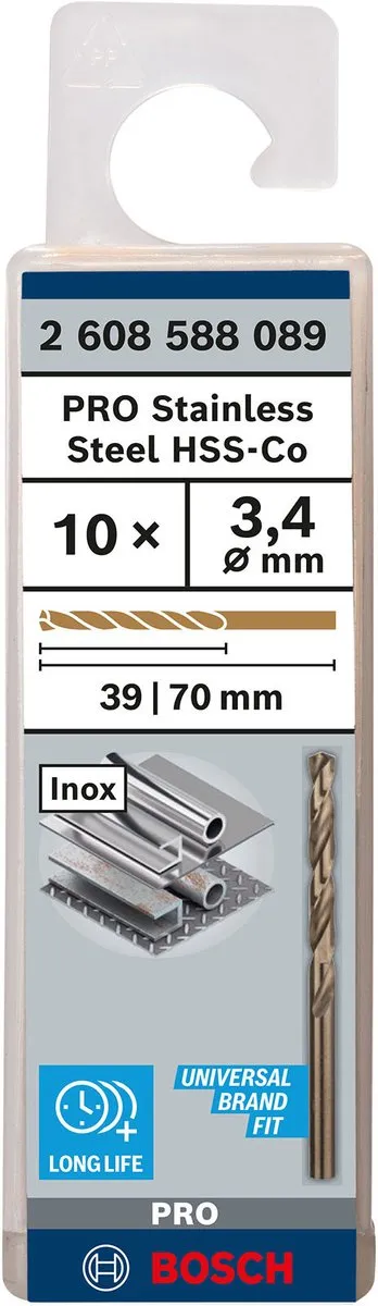 Bosch PRO HSS-Co Boormachine 3,4x39x70mm - Roestvrij staal