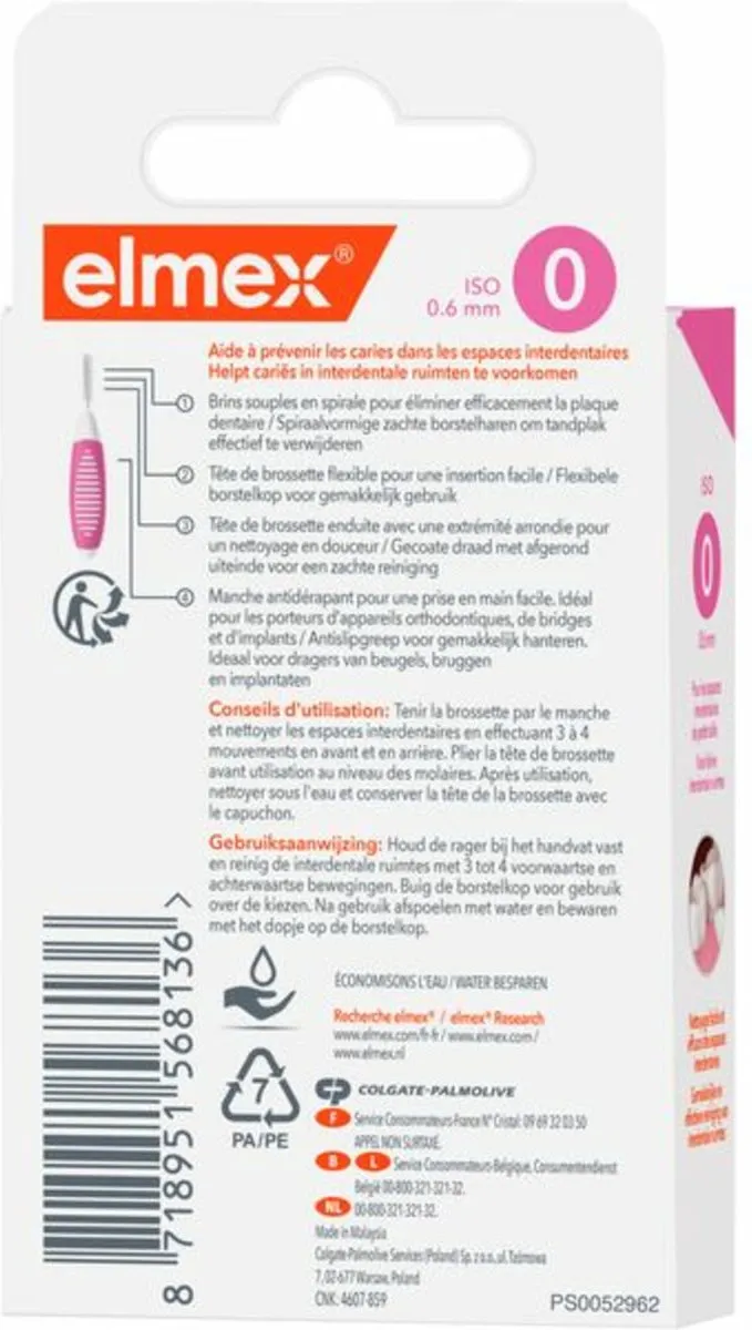 Elmex Interdentale Ragers 0,6mm Roze ISO Maat 0 - 8 Stuks