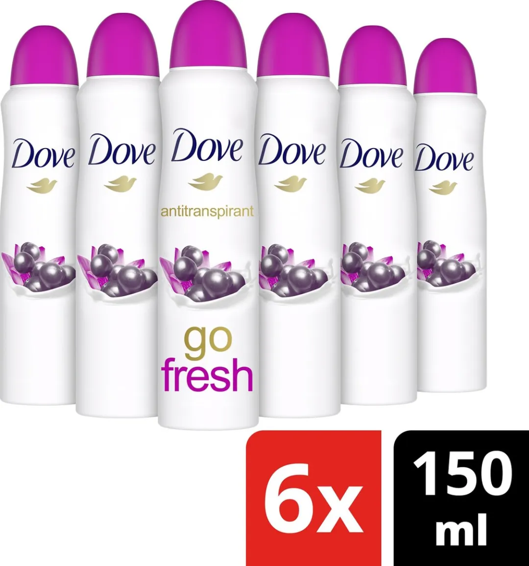 Dove Go Fresh Acai Berry & Waterlily Deo Spray 6x150ml