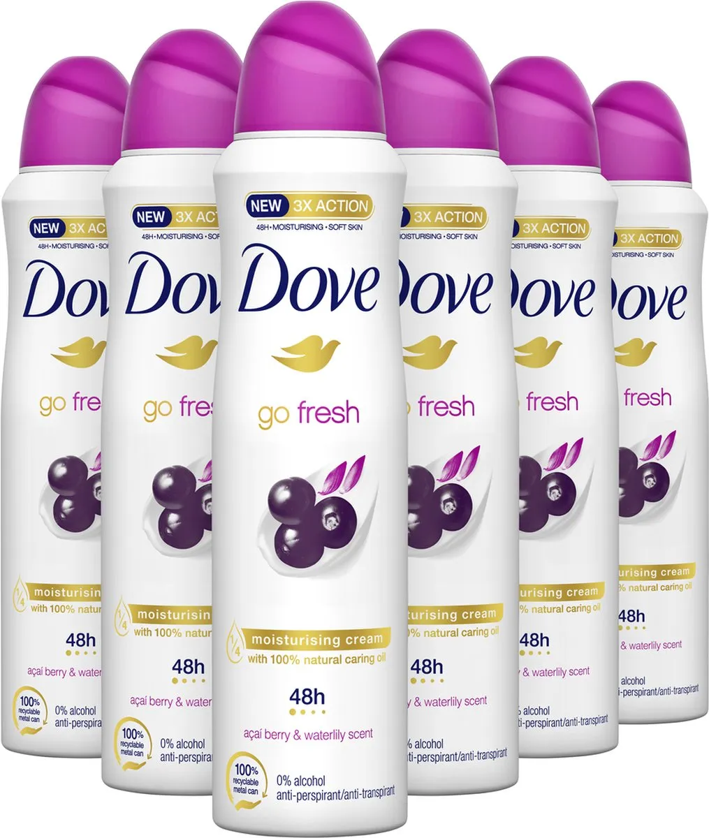 Dove Go Fresh Acai Berry & Waterlily Deo Spray 6x150ml