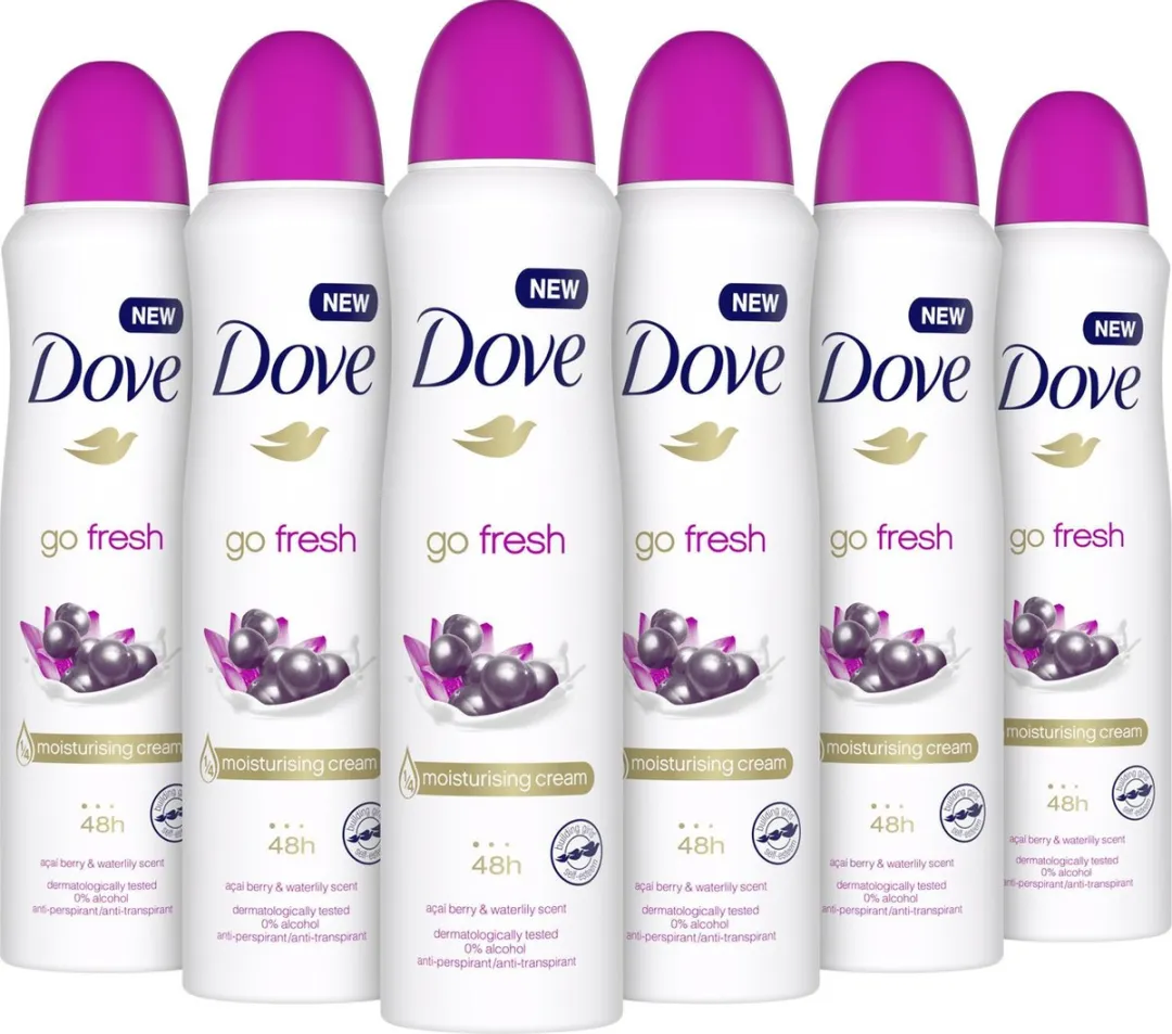 Dove Go Fresh Acai Berry & Waterlily Deo Spray 6x150ml