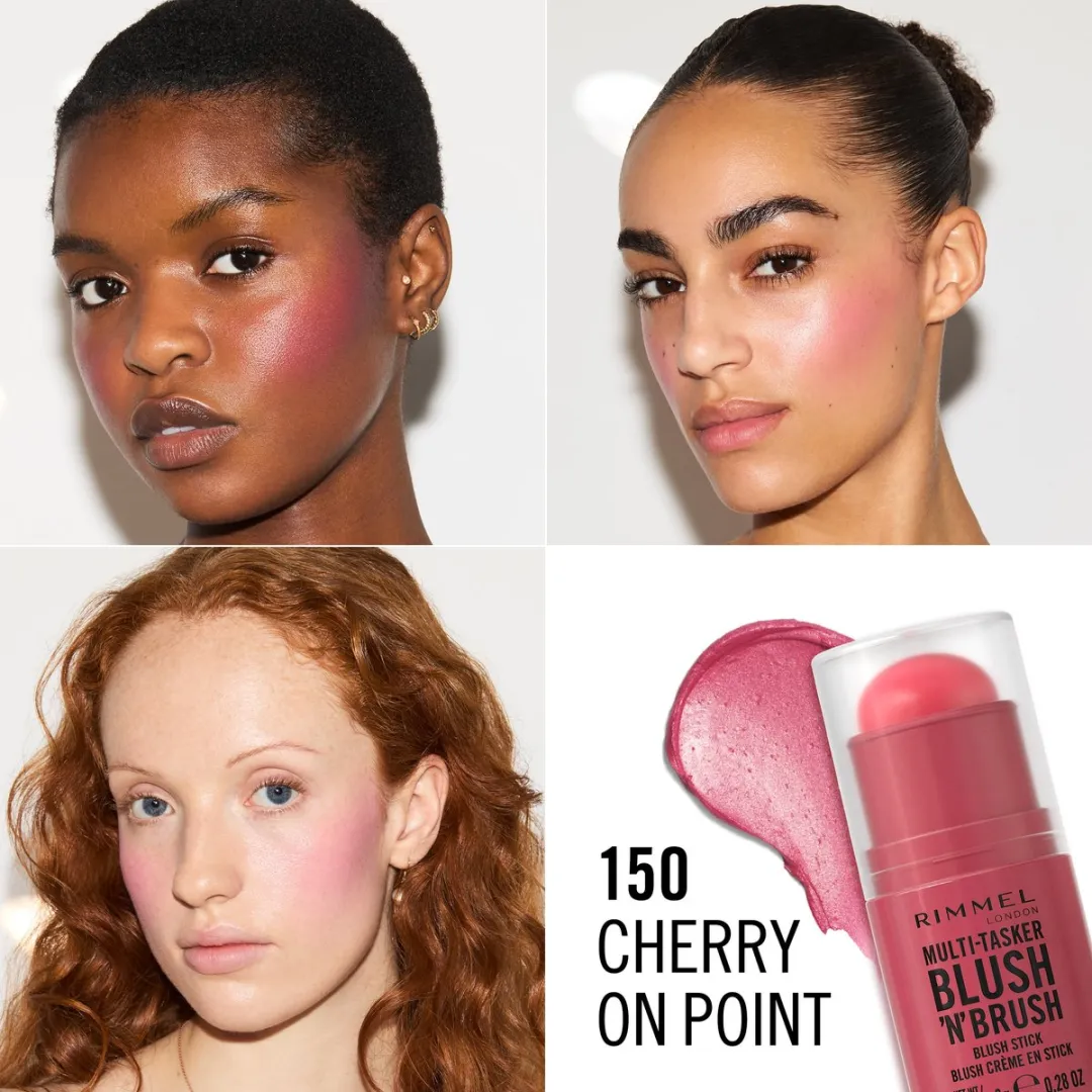 Rimmel London Multi-Tasker Blush'N'Brush Stick 150 Cherry On Point - 8g - 3 Stuks