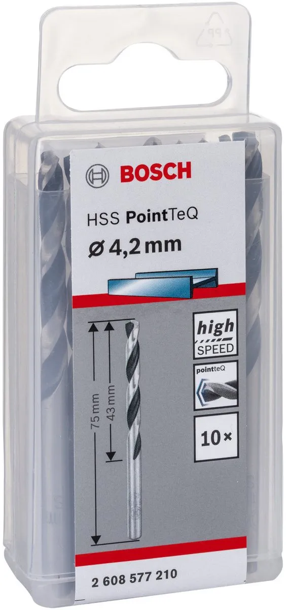 Bosch HSS PointTeQ DIN 338 Boor 4,2x43x75mm - 10 Stuks