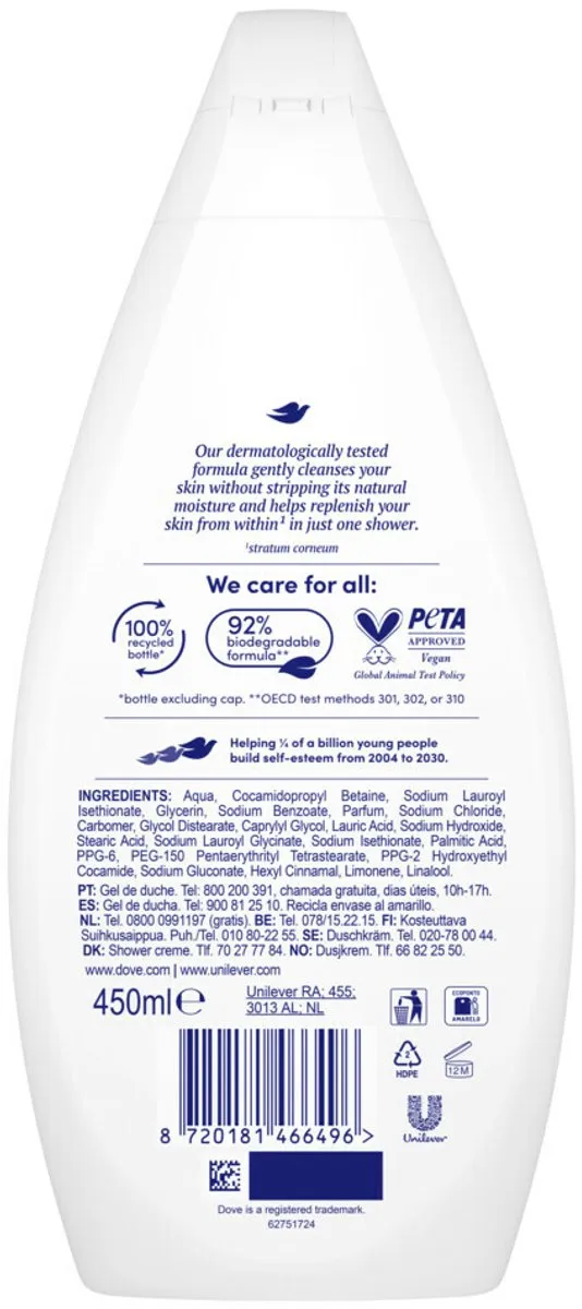 Dove Douchecrème Hydrate 450ml - 2 Stuks