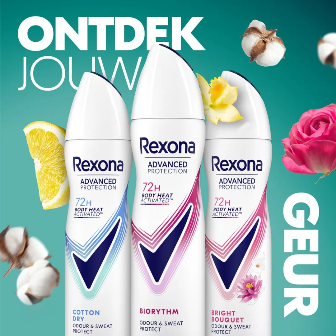Rexona Deodorant Spray Advanced Protection Ultra Dry Biorythm 150ml - 3 Stuks