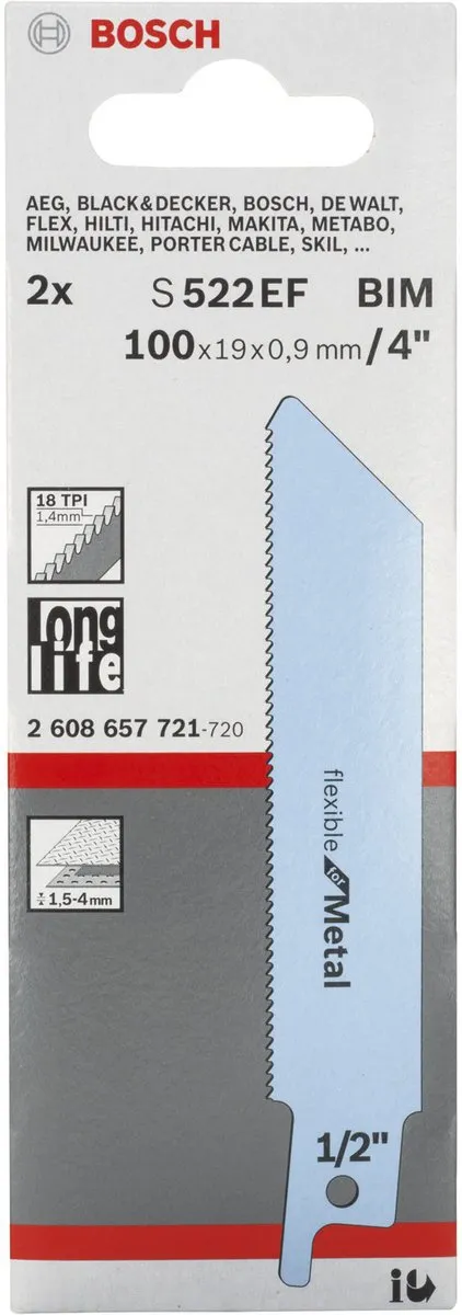 Bosch Reciprozaagblad REC.S522EF 2 Stuks - Metaal