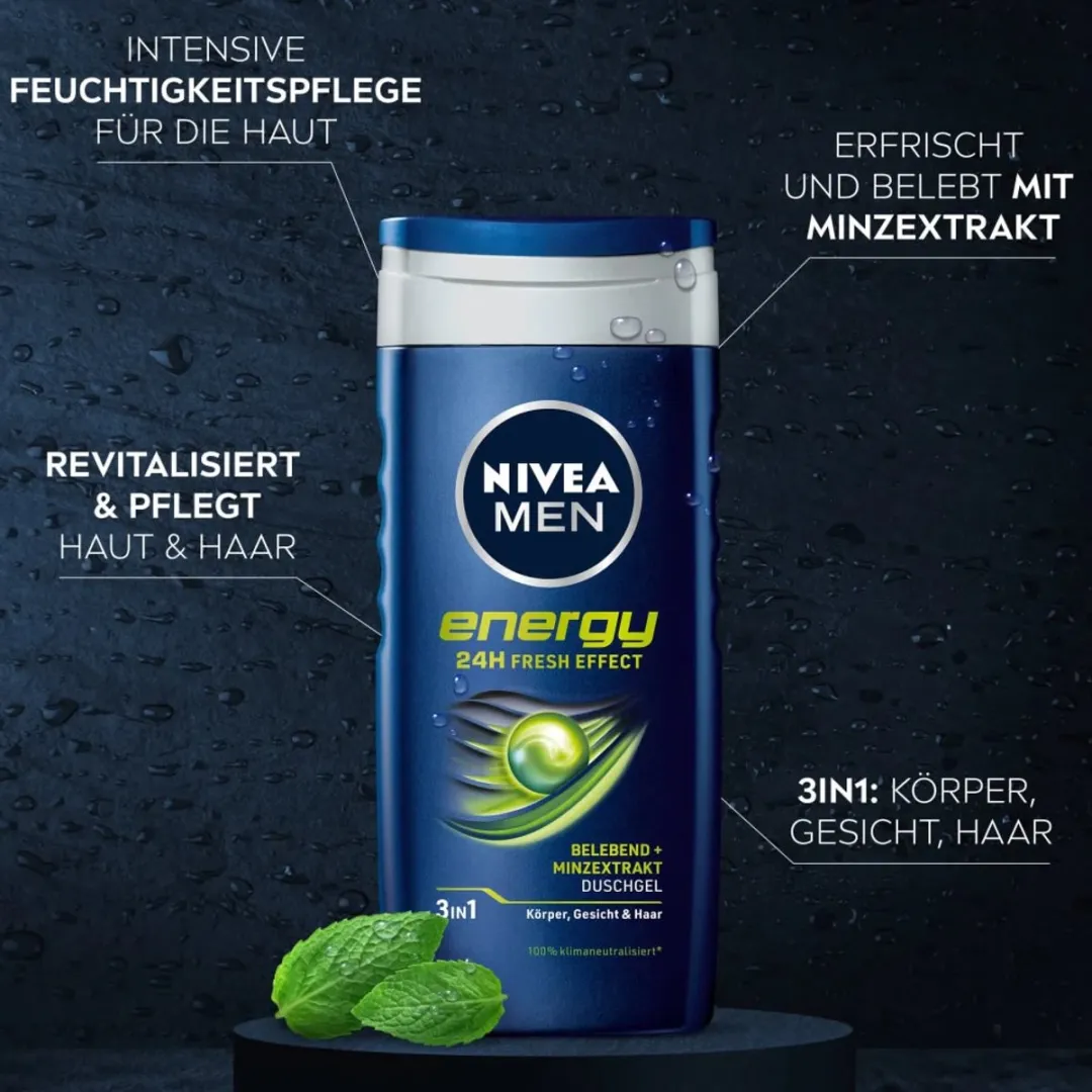 NIVEA Men Energy Douchegel 3-in-1 - 500ml (2x250ml)