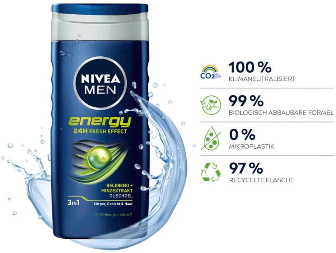 NIVEA Men Energy Douchegel 3-in-1 - 500ml (2x250ml)