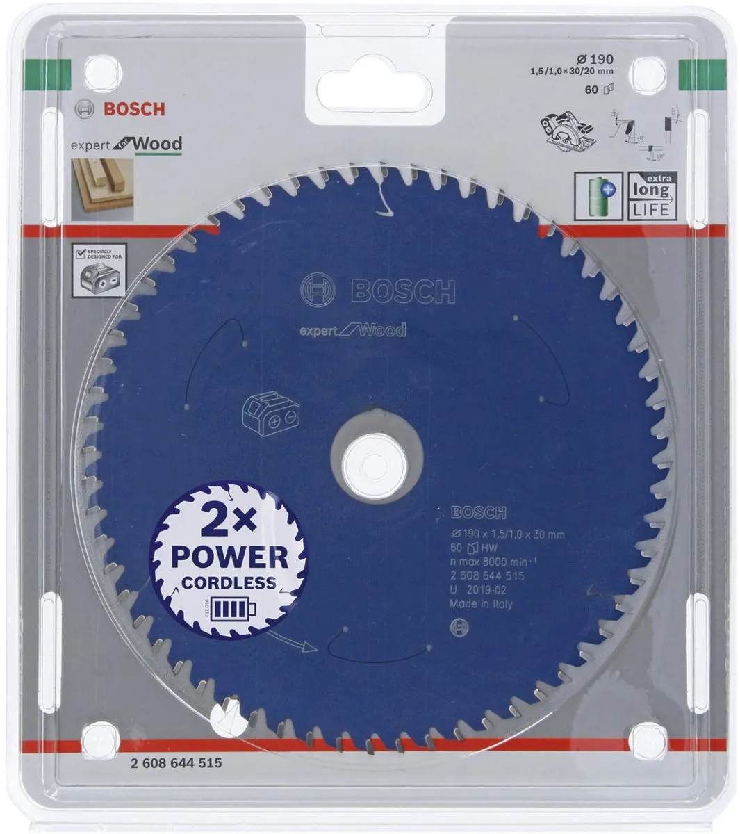 Bosch ExperT 2608644515 Hout Cirkelzaagblad 190mm - 60T