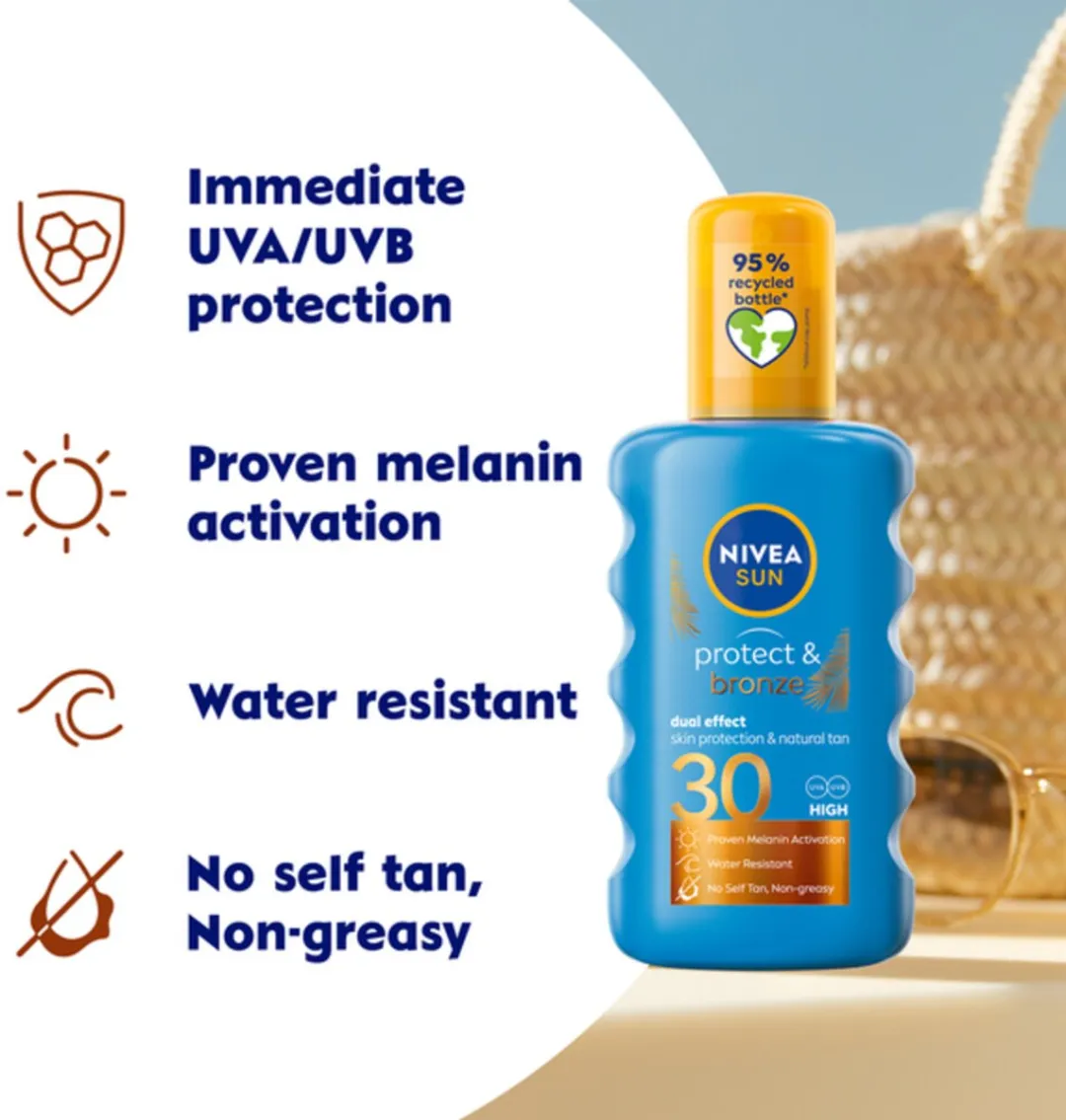 NIVEA Sun Protect & Bronze Zonnespray SPF 30 - 200ml - 3 Stuks