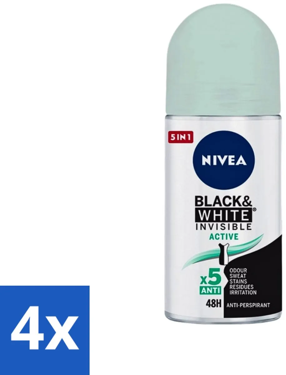 NIVEA Black & White Invisible Active Deodorant Roller 50ml